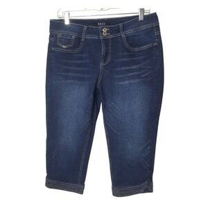 Beau Dawson Womens Denim Capri Jeans 10 Stretch Chic Detail Hem Mid-rise Curvy